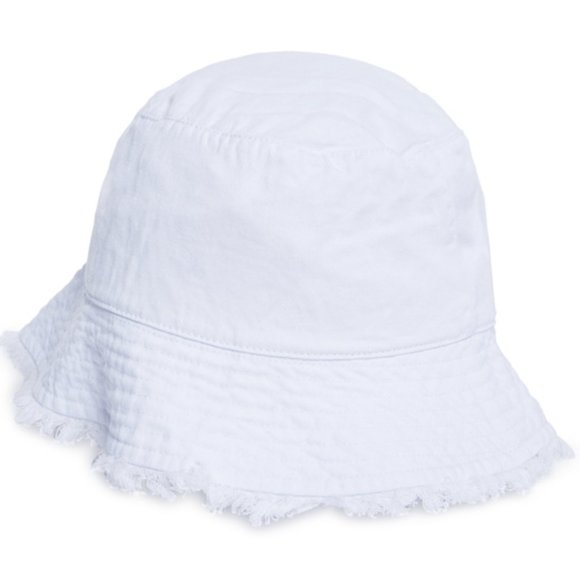 Blue and White Frayed Cotton Summer Bucket Hats - Picture 3 of 10